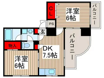 エスポワール並木(2DK/2階)の間取り写真