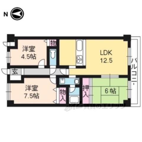 グランシャトー高辻(3LDK/2階)の間取り写真
