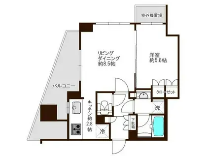 目黒   眺望良好 アクセス良好 1LDK(1LDK/8階)の間取り写真