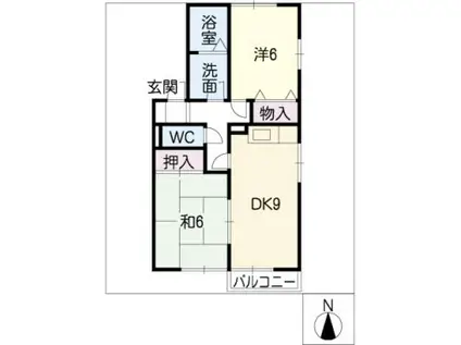 リバーサイドハウス(2DK/2階)の間取り写真