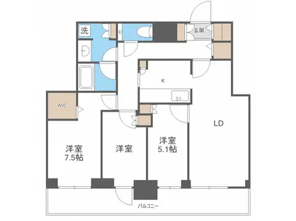 ONE札幌ステーションタワー(3LDK/20階)の間取り写真