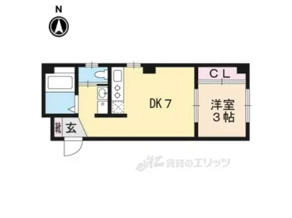 イーストパレス祇園四条(1DK/2階)の間取り写真