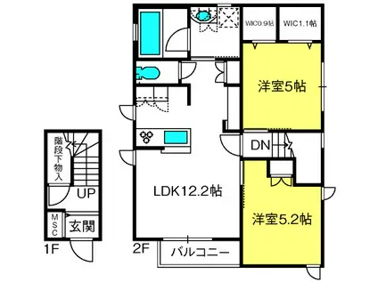 SUNNY HOUSE(2LDK/2階)の間取り写真