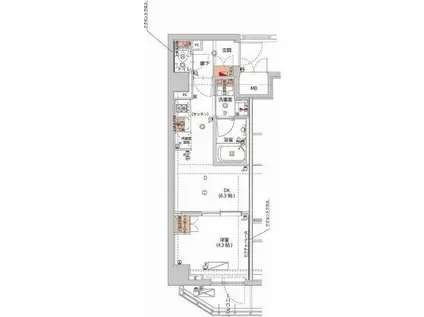 ハーモニーレジデンス神楽坂ヒルズSECOND(1DK/4階)の間取り写真