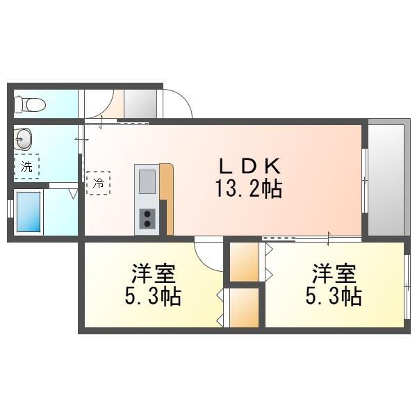 NOVA COURT(2LDK/3階)の間取り写真