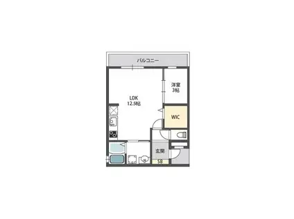 アドマス鶴原D棟(1LDK/2階)の間取り写真