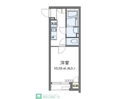 クレイノハックベリーII(1K/1階)の間取り写真