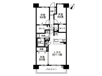 グランセレッソ横濱戸塚(3LDK/6階)の間取り写真