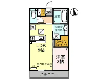 ゼフィール(1LDK/1階)の間取り写真