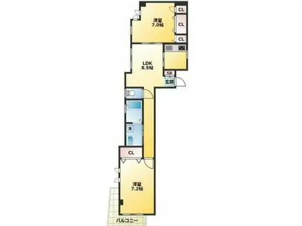 エテルナビビ(2LDK/3階)の間取り写真