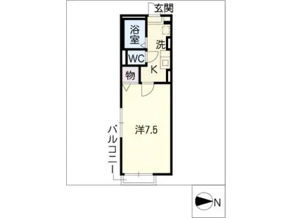 パティオ西の森(1K/1階)の間取り写真