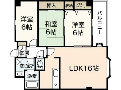 エクセル石井(3LDK/3階)の間取り写真