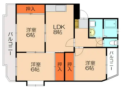 サンハイツKUDO(3LDK/4階)の間取り写真