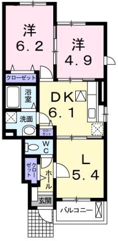 プリマベーラ D(3DK/1階)の間取り写真