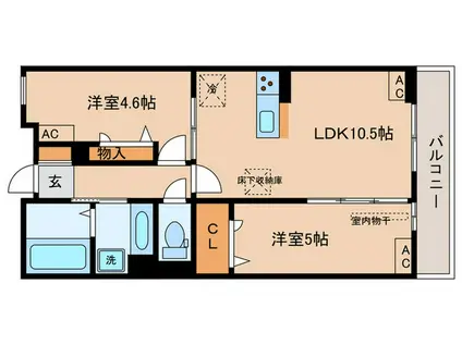 グラナーデ祖師谷(2LDK/2階)の間取り写真