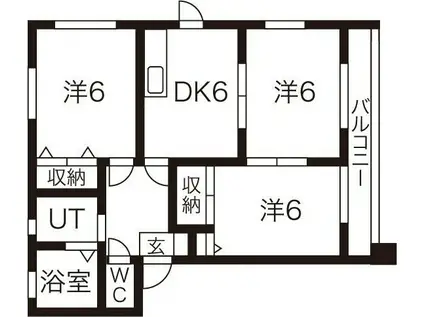 リジエールA棟(3DK/1階)の間取り写真