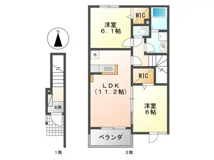 ラフレシール(2LDK/2階)の間取り写真