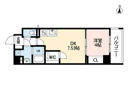 MIRAISM(1DK/3階)の間取り写真