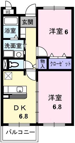 グラン・エトワール(2DK/2階)の間取り写真