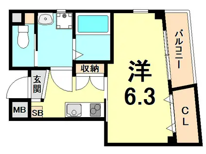 EBIS COURT東町(1K/3階)の間取り写真