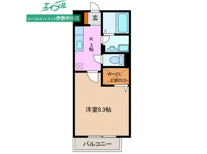 ボナンザ(1K/2階)の間取り写真