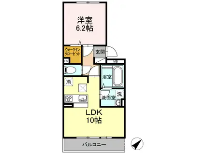 クレストテラス(1LDK/3階)の間取り写真
