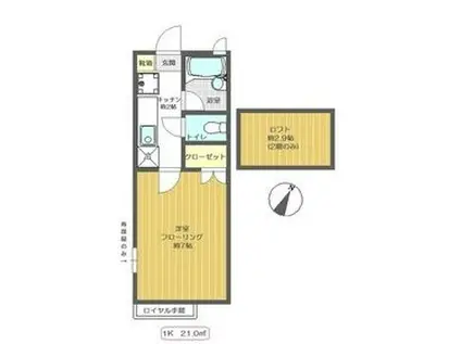 ワイズプルミエ(1K/2階)の間取り写真