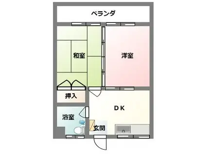 上原マンション(2DK/6階)の間取り写真