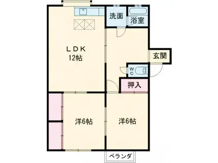 ヴィラ ランコントレ B棟(2LDK/1階)の間取り写真