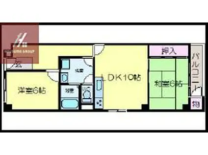 千栄ファミリーハイツ八尾(2LDK/3階)の間取り写真