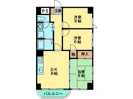 ロワイヤルパレス(3DK/3階)の間取り写真