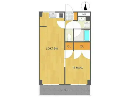 メゾンドピア(1LDK/2階)の間取り写真