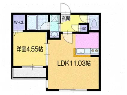 オルセーイスト稲穂(1LDK/3階)の間取り写真