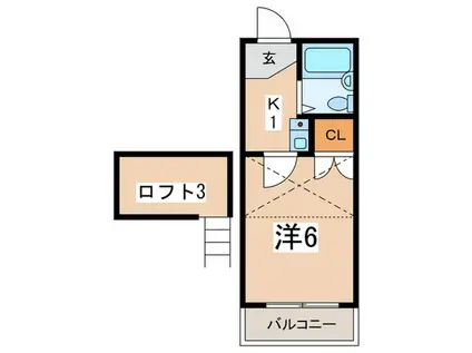 サザンステージ四季美台(1K/2階)の間取り写真