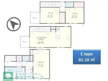 ミ・パティオB棟(3LDK/1階)の間取り写真