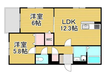 LA PAUSE愛宕(2LDK/1階)の間取り写真