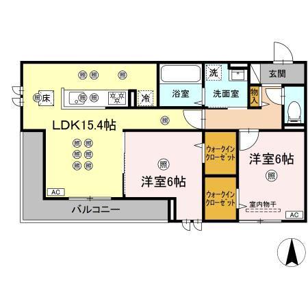 フェリックス(2LDK/1階)の間取り写真