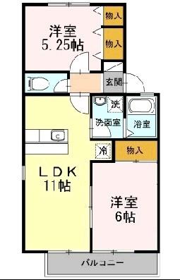 エテール3番館(2LDK/2階)の間取り写真