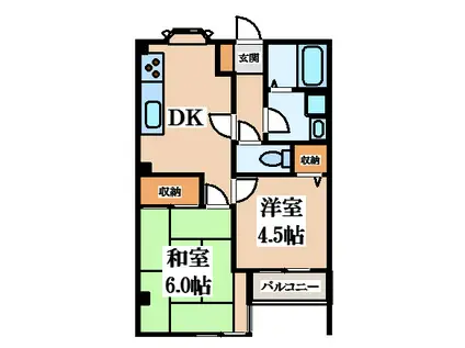 シャトー天平(2DK/1階)の間取り写真