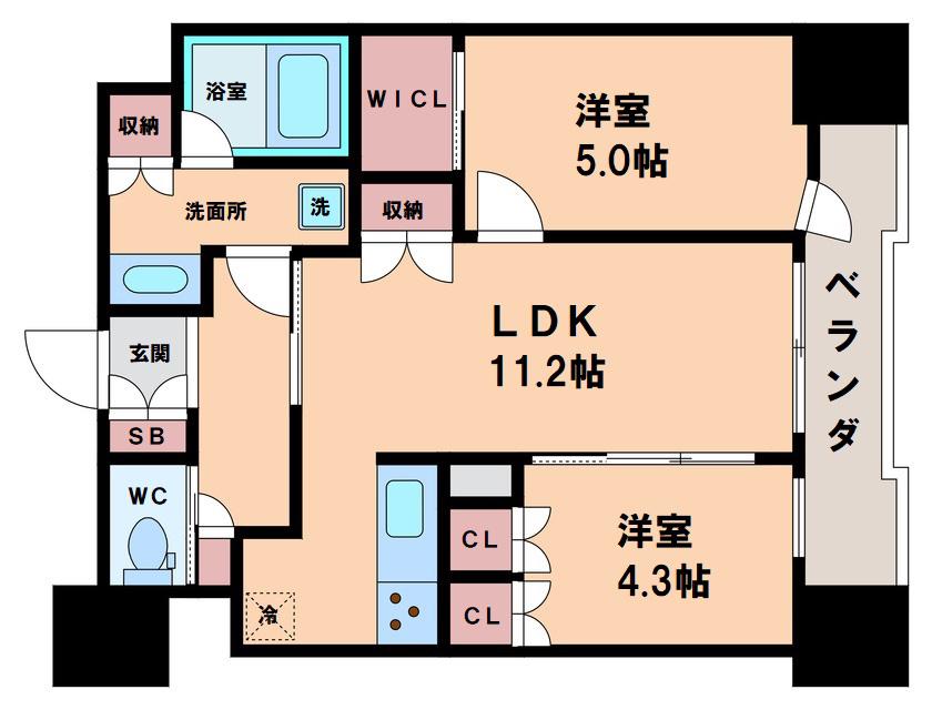 STANDZ四天王寺前夕陽丘(2LDK/3階)の間取り写真