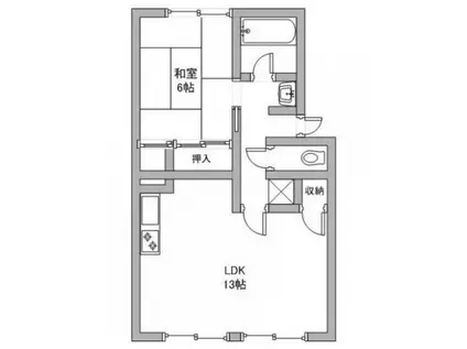 レインボーハイツ今A棟(1LDK/1階)の間取り写真