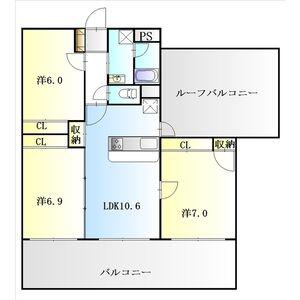 ラトゥール一社(3LDK/5階)の間取り写真