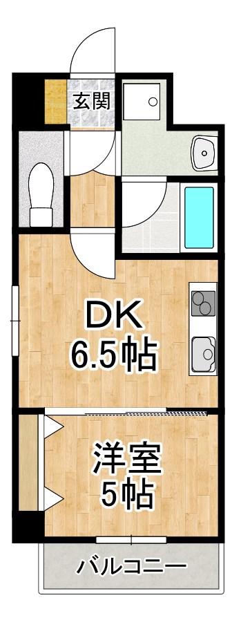 アール・ツー・コート(1DK/4階)の間取り写真