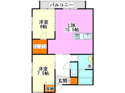 梅ノ杜グランドヒルズグロース(2LDK/1階)の間取り写真
