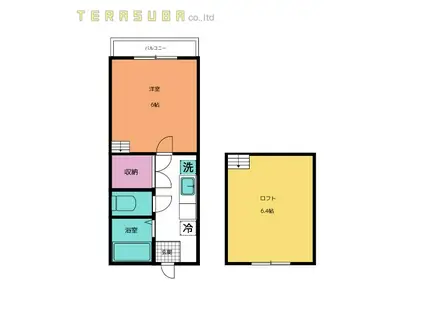 メゾンかわせみ(1K/2階)の間取り写真