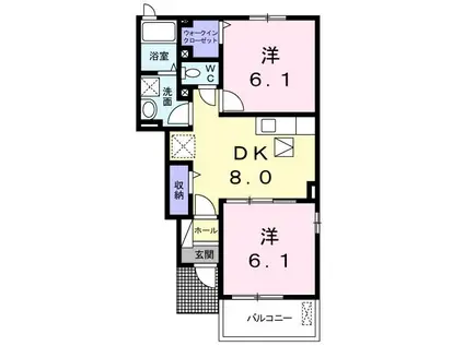 リモネーロス II(2DK/1階)の間取り写真
