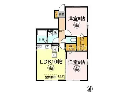 ワイズガーデンABC(2LDK/1階)の間取り写真