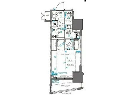 ZOOM横浜(1K/3階)の間取り写真