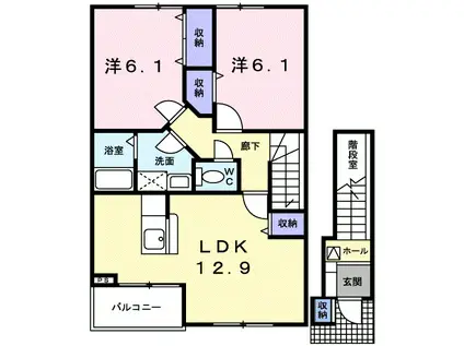 パルテール(2LDK/2階)の間取り写真