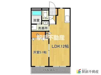 元町パークビル(1LDK/6階)の間取り写真